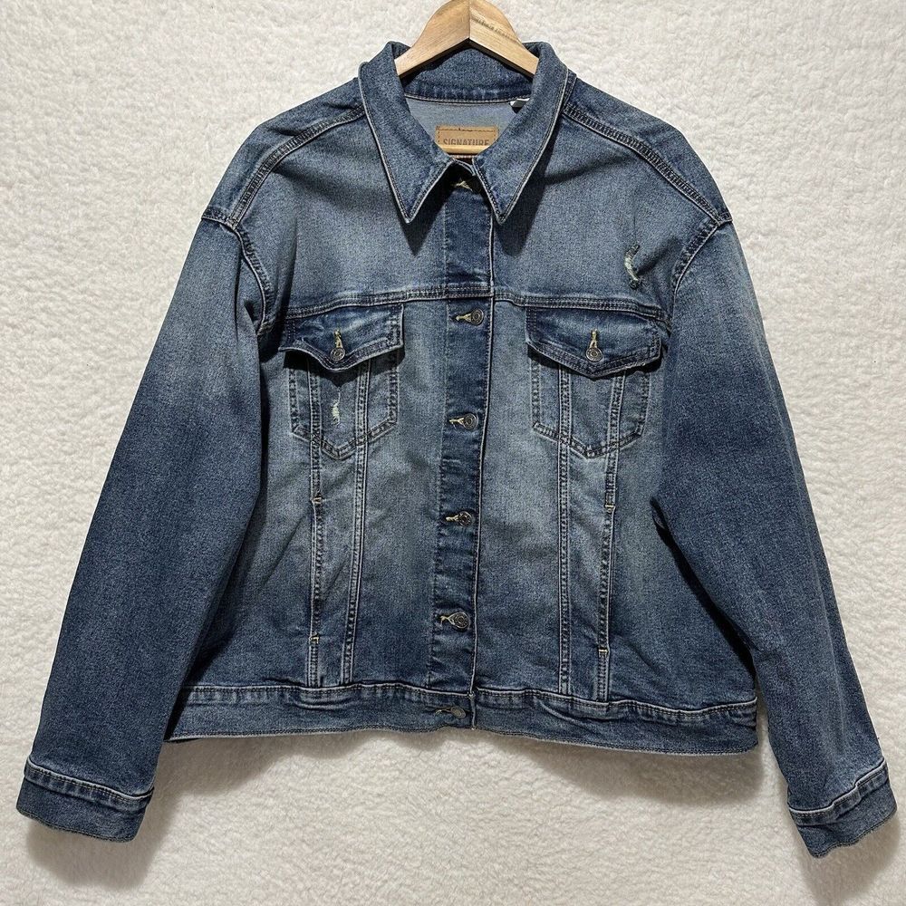 Signature Gold Levis Strauss Trucker Denim‎ Jacket Medium Wash Blue 3XL/3TG/3EG
